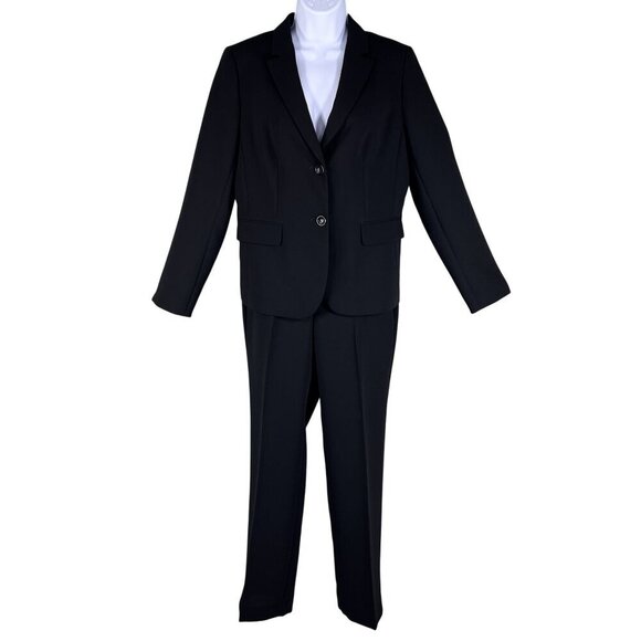 Talbots NWT Womens 8 Black Two Piece Suit Set Blazer Pants Career Wear MSRP $318 - Picture 1 of 16